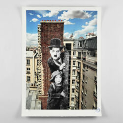 Unframed, Charlie Chaplin Revu Par JR, The Kid, Charlie Chaplin & Jackie Coogan, USA, 1923, de jour Paris, 2021