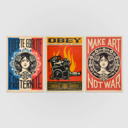 Liberté, égalité, fraternité + Print and destroy + Make Art not war (offset)
