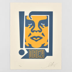 Mustard & navy arrow letterpress