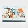 Œuvre d'art urbain American Dreamers créée en collaboration par Vhils et Shepard Fairey (OBEY), associant un portrait texturé en relief et des motifs sérigraphiés de style propagande pop art
